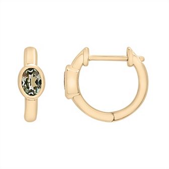 14k Gold Over Sterling Silver Lab-Created Stone Hoop Earrings