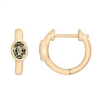 14k Gold Over Sterling Silver Lab-Created Stone Hoop Earrings