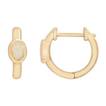 14k Gold Over Sterling Silver Lab-Created Stone Hoop Earrings