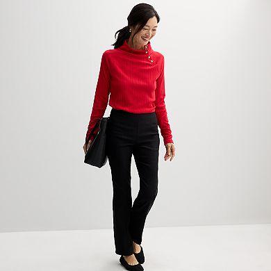 Women's Croft & Barrow Raglan Button Mock Neck Top