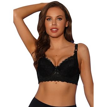 Women's Underwired Lace Adjustable Straps Push-up 3/4 cup Bra