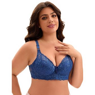 Women's Underwired Lace Adjustable Straps Push-up 3/4 cup Bra