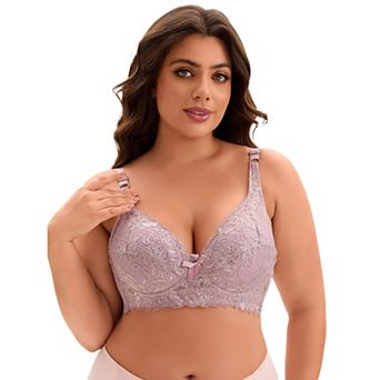 Women's Underwired Lace Adjustable Straps Push-up 3/4 cup Bra