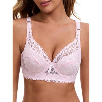 Women's Underwired Lace Adjustable Straps Push-up 3/4 cup Bra
