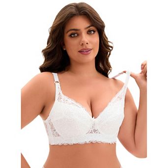 Women's Underwired Lace Adjustable Straps Push-up 3/4 cup Bra