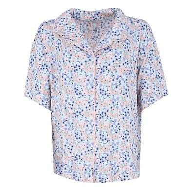 Women's Plus Size Ditsy Floral Notch Collar Capri Set