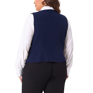 Women's Plus Size Waistcoat Vest Double Breasted Vintage Lapel Collar 2 Pockets Coat