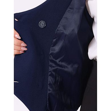 Women's Plus Size Waistcoat Vest Double Breasted Vintage Lapel Collar 2 Pockets Coat