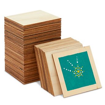 60 Pack Unfinished Wood Squares For Crafts, Blank Wood Pieces For Diy 3x3"