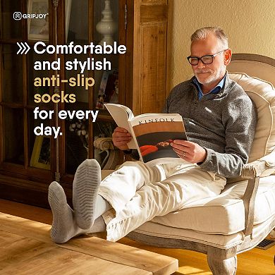 Gripjoy Men's Crew Socks With Grips (pack Of 3)