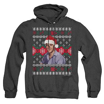 Elvis Ugly Christmashort Sleeveweater Adult Heather Hoodie