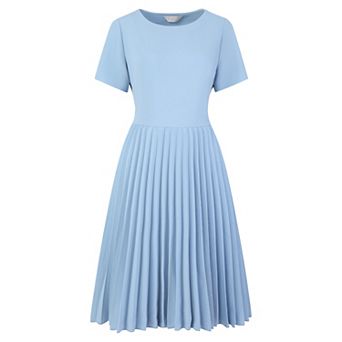 Women's Pleated Dresses Midi Short Sleeve Work A-line Dress