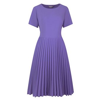 Women's Pleated Dresses Midi Short Sleeve Work A-line Dress