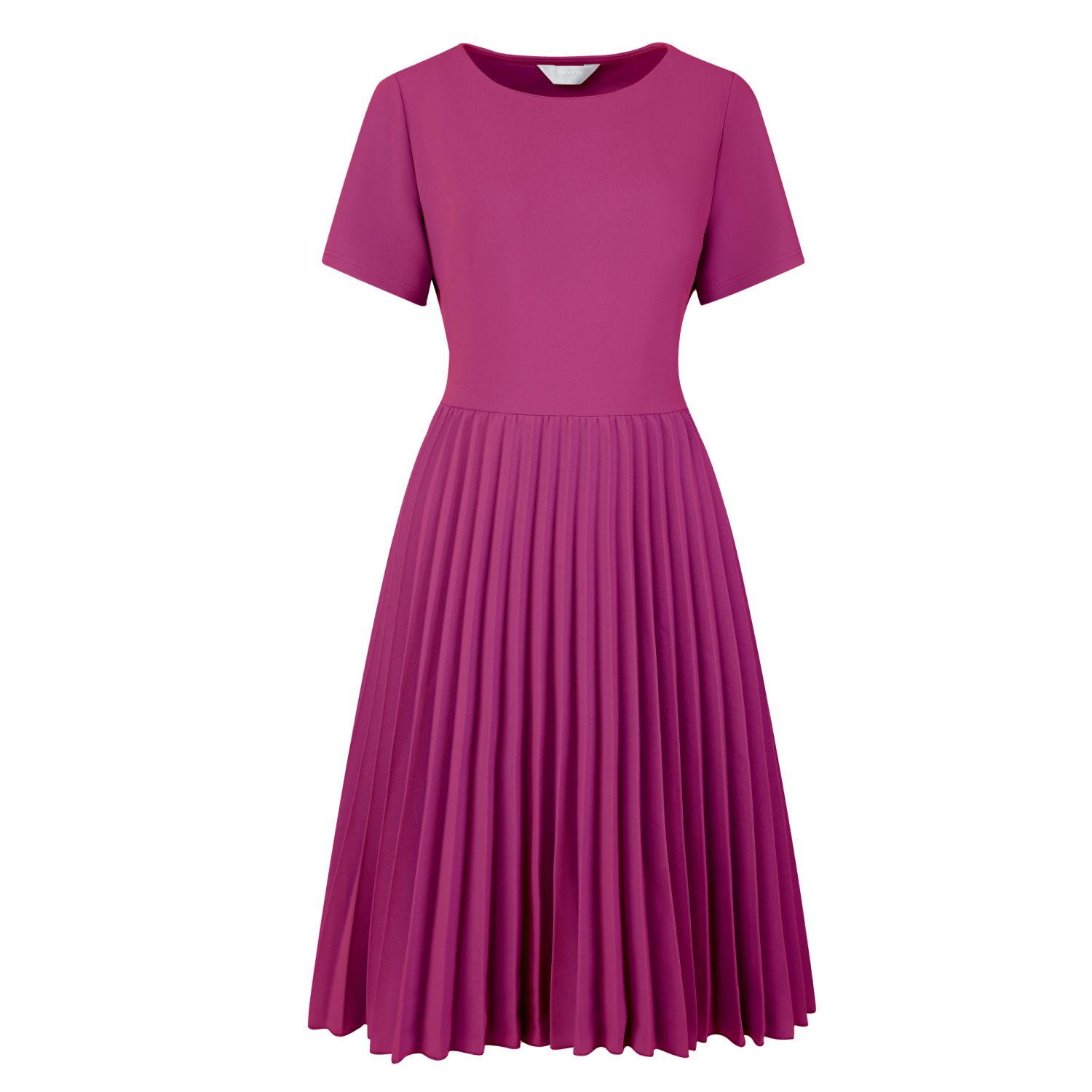 Hobemty Women's Pleated Knee Length Short Sleeve Work A-Line Dress Medium Green Women's Pleated Dresses Midi Short Sleeve Work A-line Dress