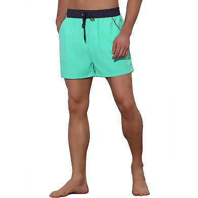 Men's Solid Color Drawstring Elastic Waist Surfing Shorts