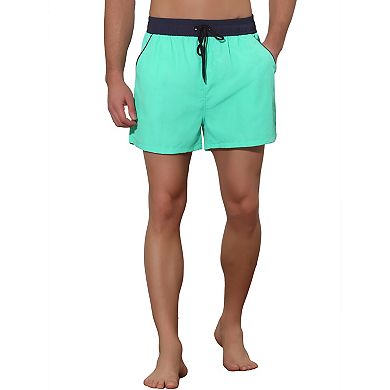 Men's Solid Color Drawstring Elastic Waist Surfing Shorts