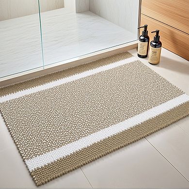 Striped Bathroom Rug Mat Non-Slip Soft Plush Shaggy Bath Carpet 20" x 32"