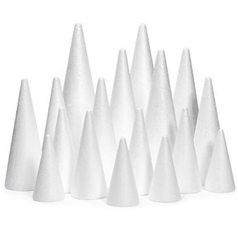 18 Pack Foam Cones For Crafts, Holiday Decorations, 5 Assorted Sizes (4.3-12")
