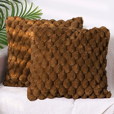 Pack Of 2 Soft Decorative Throw Pillow Covers Plush Cushion Pillowcase For Sofa 16" X 16"