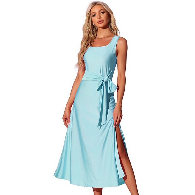 Summer Dress Casual Womens Sleeveless Maxi Dress Square Neck