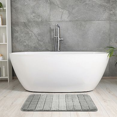 Microfiber Plush Striped Gradient Bath Mat with TPR Backing 16"x24"
