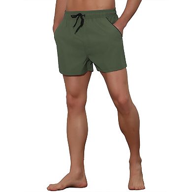 Men's Solid Color Drawstring Elastic Waist Swim Short