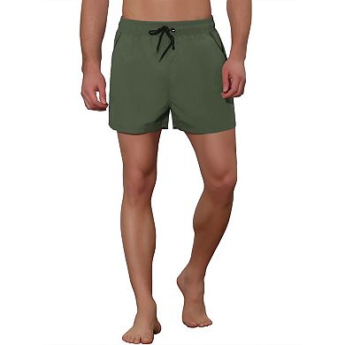 Men's Solid Color Drawstring Elastic Waist Swim Short