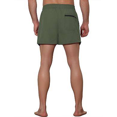 Men's Solid Color Drawstring Elastic Waist Swim Short