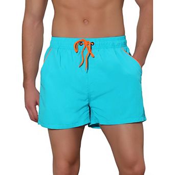 Men's Solid Color Drawstring Elastic Waist Swim Short