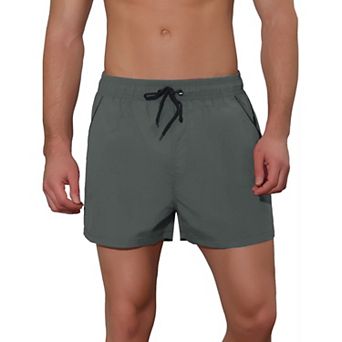 Men's Solid Color Drawstring Elastic Waist Swim Short