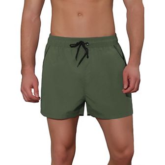 Men's Solid Color Drawstring Elastic Waist Swim Short