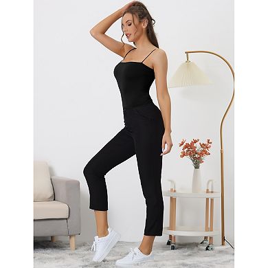 Women's Bandeau Camisole Spaghetti Strap Tank Top, Build In Bra Padded Sleeveless