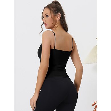 Women's Bandeau Camisole Spaghetti Strap Tank Top, Build In Bra Padded Sleeveless