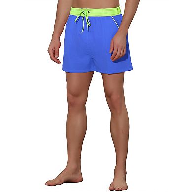 Men's Summer Drawstring Waist Solid Color Swim Shorts