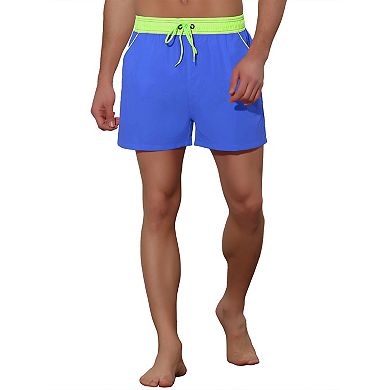Men's Summer Drawstring Waist Solid Color Swim Shorts