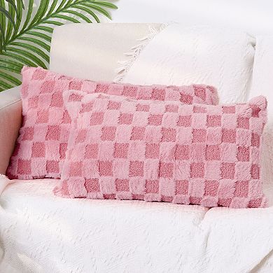 Pack Of 2 Decorative Throw Pillow Covers Cushion Covers Plush Pillowcases For Sofa 12" X 20"