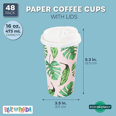 48 Pack Insulated To Go Coffee Cups With Lids For Hot Chocolate, 16 Oz