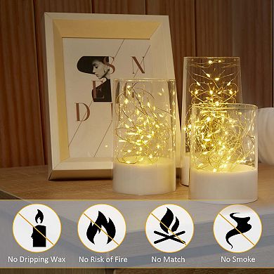 3pcs Acrylic Shell Pillar Led Candles With 13-key Remote Timer