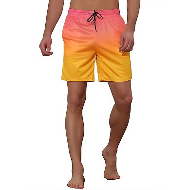 Men's Contrast Color Summer Beach Colorful Swimwear Shorts