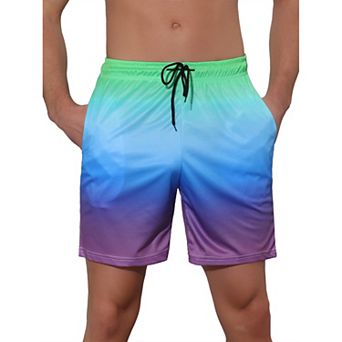Men's Contrast Color Summer Beach Colorful Swimwear Shorts