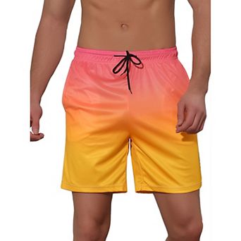 Men's Contrast Color Summer Beach Colorful Swimwear Shorts