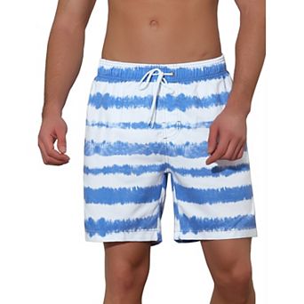 Men's Tie Dyed Pattern Elastic Waist Summer Swimming Shorts