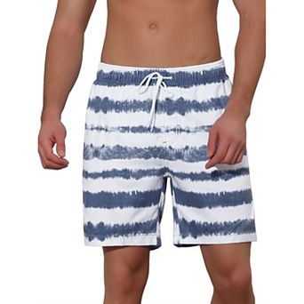 Men's Tie Dyed Pattern Elastic Waist Summer Swimming Shorts