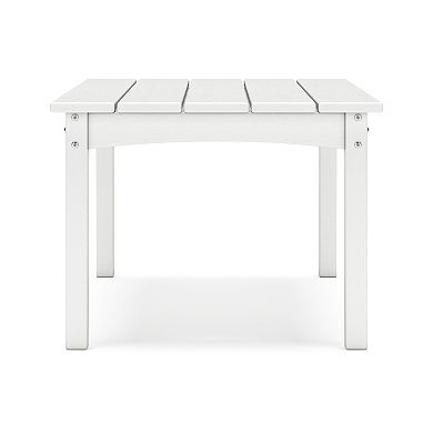Fini 44 Inch Outdoor Coffee Table, Slatted Top, Modern Style, White Finish