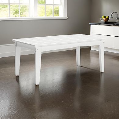 Fini 44 Inch Outdoor Coffee Table, Slatted Top, Modern Style, White Finish
