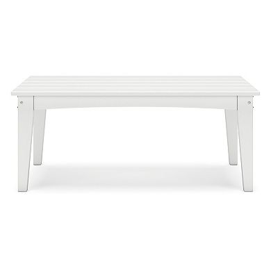 Fini 44 Inch Outdoor Coffee Table, Slatted Top, Modern Style, White Finish