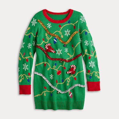 Women's Jollidays Long Sleeve Garland Mini Sweaterdress