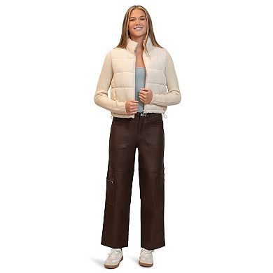 Juniors' madden girl Sweater Sleeve Puffer Jacket