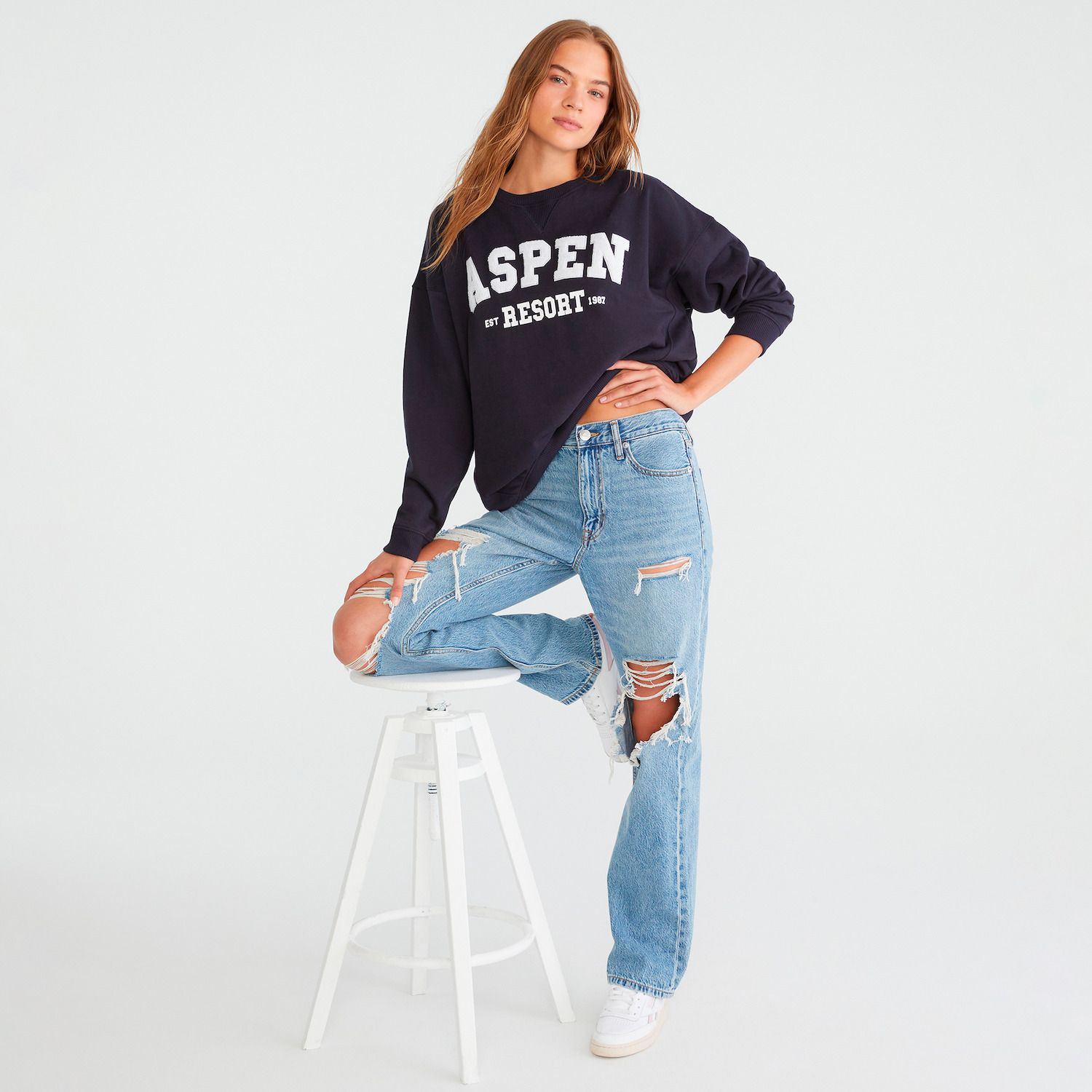 Sweat Aéropostale Jeune Taille M - Gris Chiné - Occasion Très Bon état