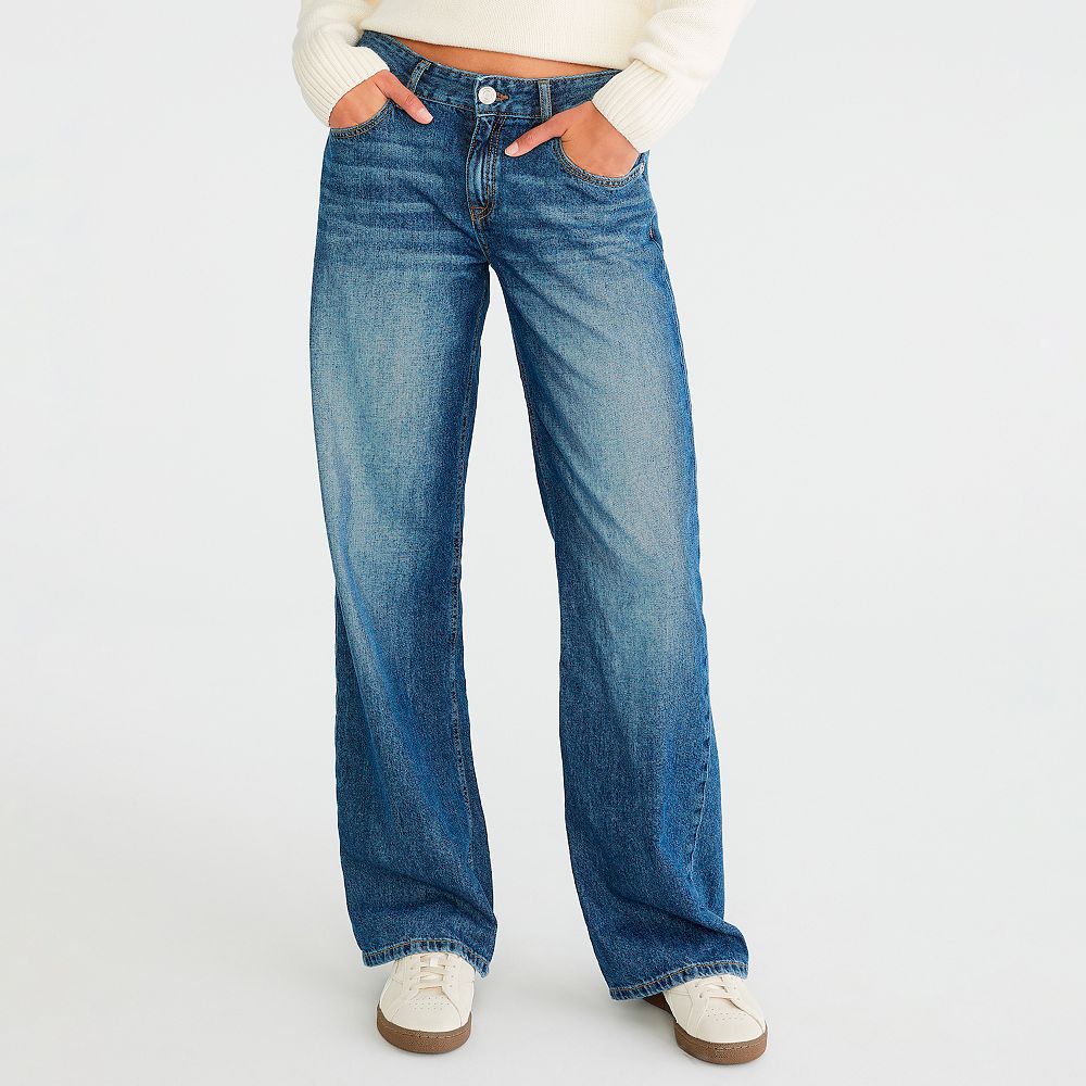 Juniors' Aeropostale Low Rise Baggy Wide Leg Denim Jeans